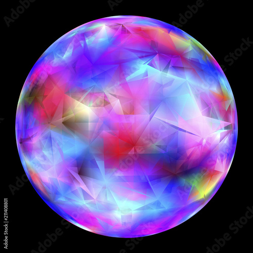 Multicolor Glowing Orb Isolated Over Black Background