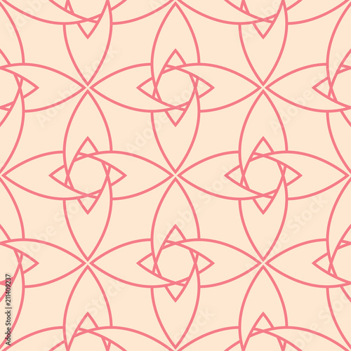 Red and beige geometric ornament. Seamless pattern