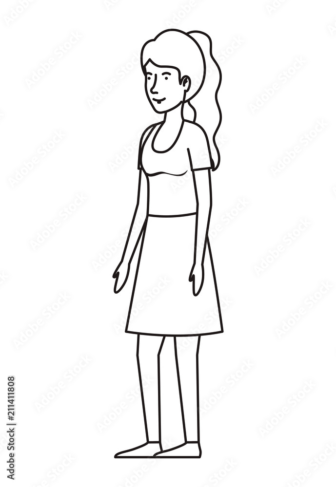 beautiful and young woman character vector illustration design