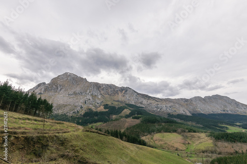 Anboto mountain in spring with cloudy day