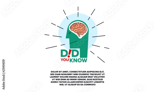 Did You Know Concept with Text Box Template. Vector illustration of a person and human brains