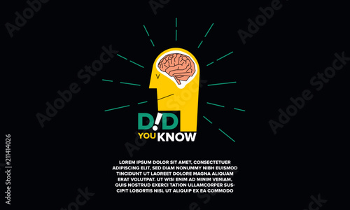 Did You Know Concept with Text Box Template. Vector illustration of a person and human brains