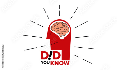 Did You Know Concept with Text Box Template. Vector illustration of a person and human brains