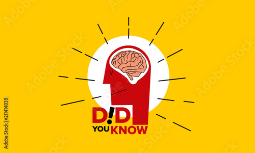 Did You Know Concept with Text Box Template. Vector illustration of a person and human brains