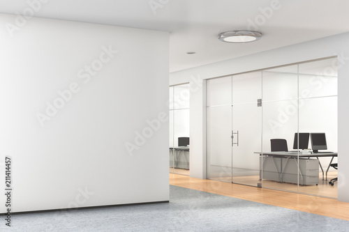 Schilderij op canvas Blank wall in modern office.