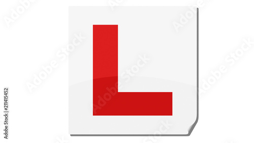 Learning driver 'L' plate red icon
