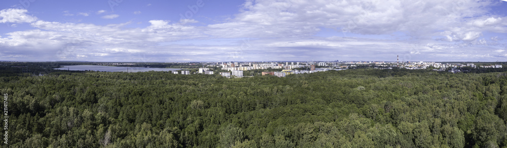 Aerial view of green forest