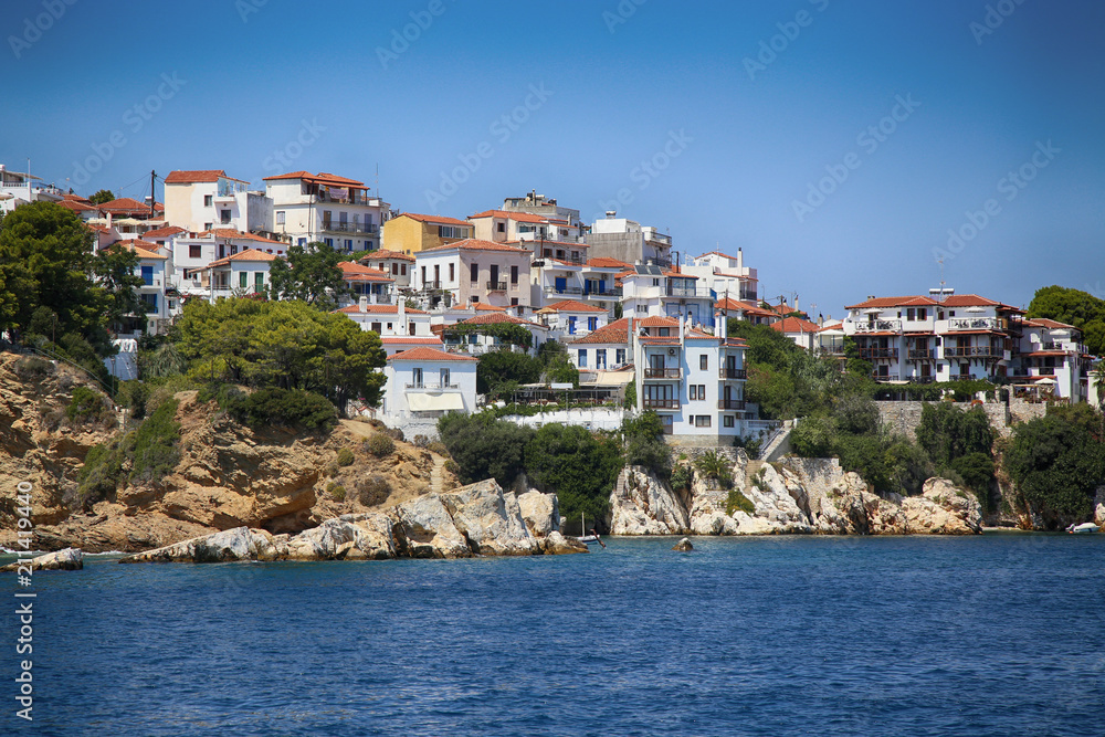 Detais of the old part of Skiathos town on Skiathos Island in Greece