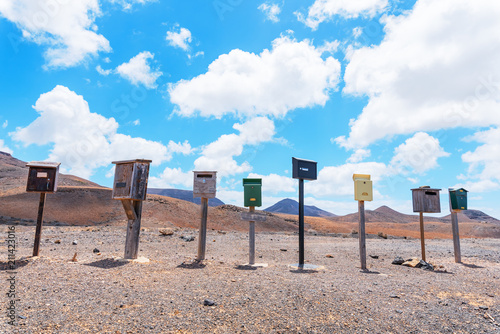mailboxes in the town of Ugan, municipality of Pajara, Fuerteventura, Spain photo