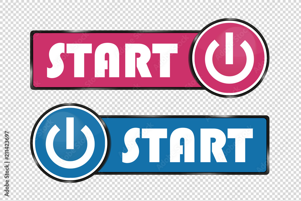 Start Power Square And Circle Buttons - Pink And Blue Vector Illustration - Isolated On Transparent Background Start Power Square And Circle Buttons - Pink And Blue Vector Illustration - Isolated On Transparent Background