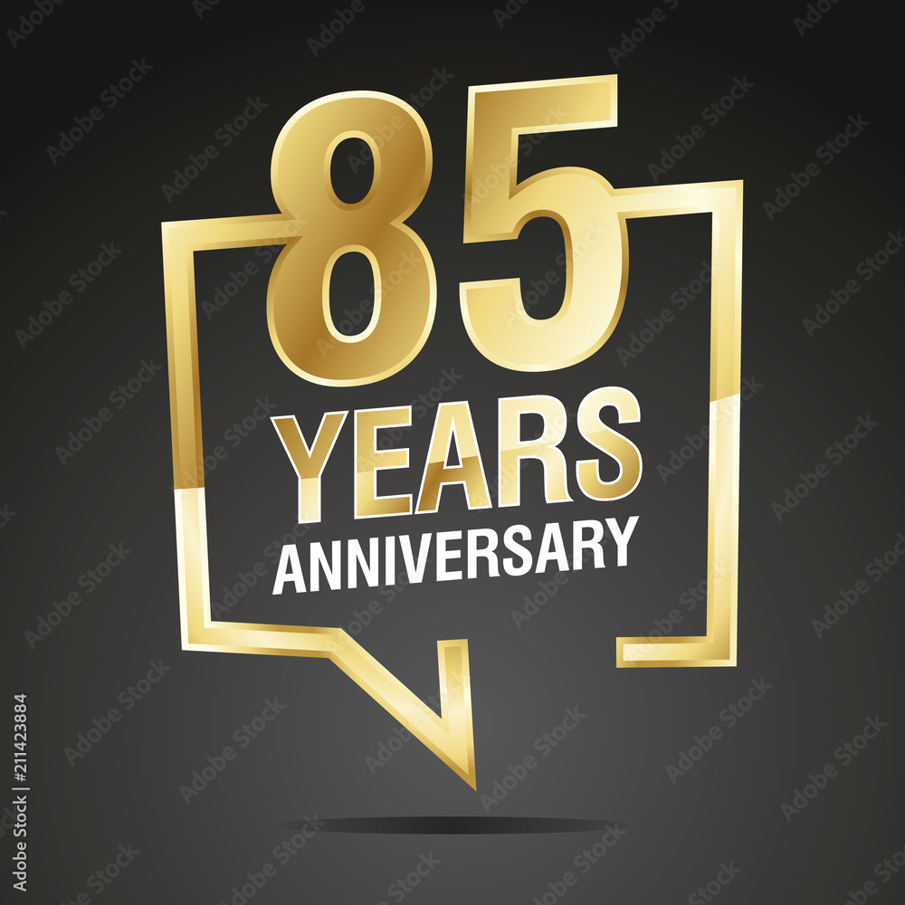 85 Years Anniversary gold white black logo icon