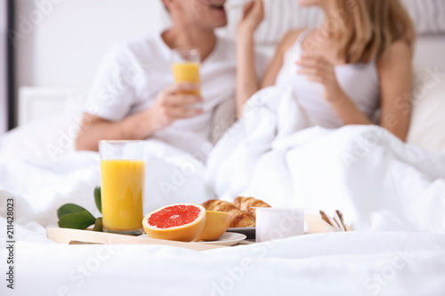 Tray with healthy breakfast...