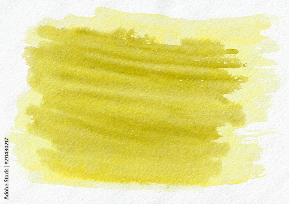 Yellow gold horizontal  watercolor  hand drawn  background. Beautiful hard strokes of the paint brush

