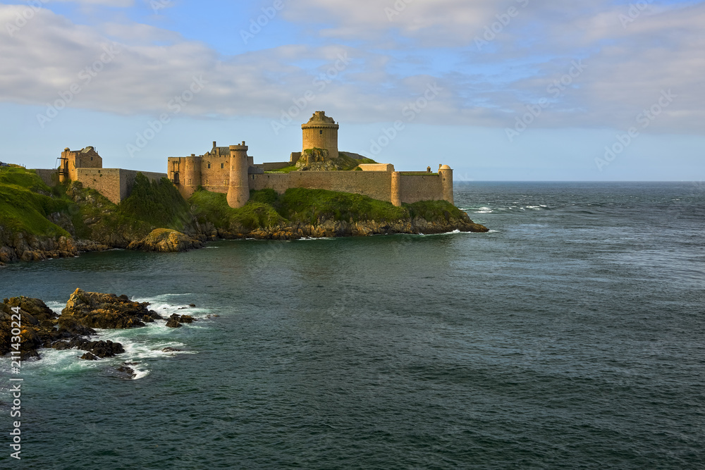 Brittany in France and Latte fort, a very well known tourist destination with a beautiful castle
