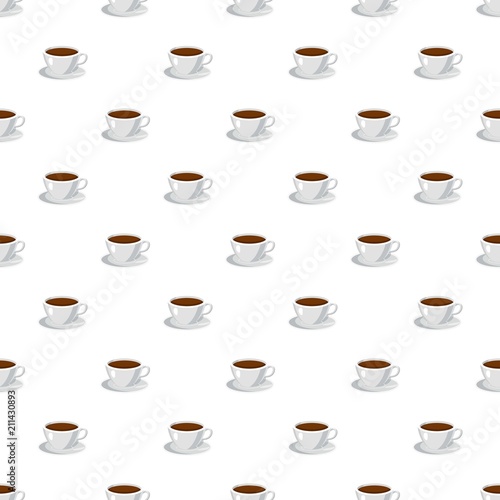 Cup of coffee pattern seamless repeat in cartoon style vector illustration