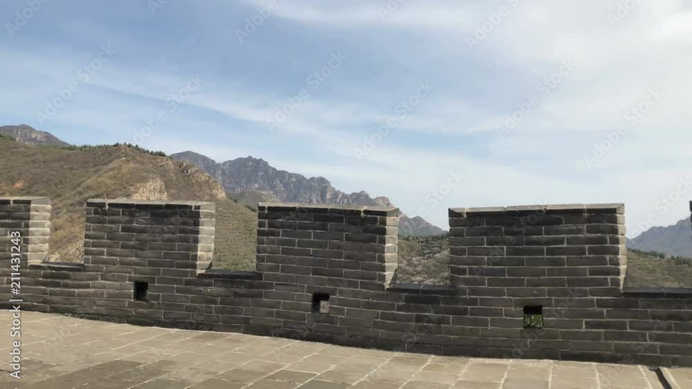 Panning view of the architecture near the great wall of Beijing, China Panning view of the architecture near the great wall of Beijing, China
