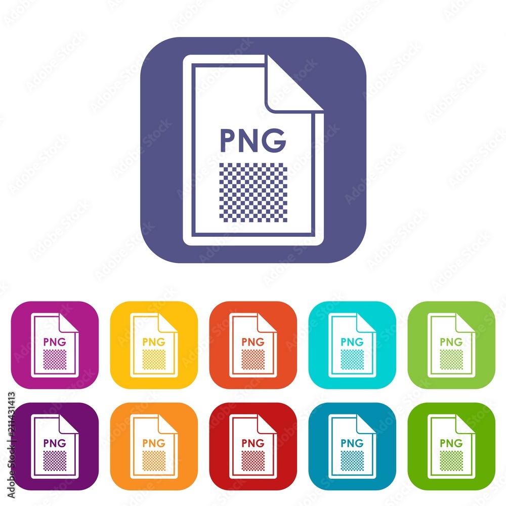 File PNG icons set vector illustration in flat style in colors red, blue, green, and other File PNG icons set vector illustration in flat style in colors red, blue, green, and other