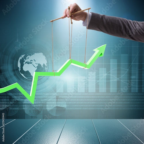 Hand supporting the growth chart line