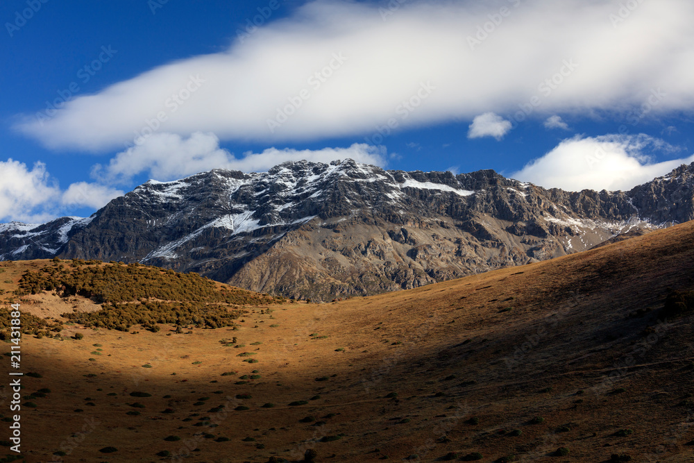 Mountain Pasture Background Image, Fall Colors, Blue Sky, Clouds, Snow Mountains, Grass Mountain Pasture Background Image, Fall Colors, Blue Sky, Clouds, Snow Mountains, Grass