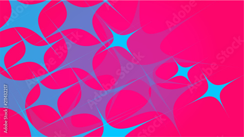 Texture from transparent blue abstract volumetric fashionable magic light air aerial carved stars, lines, rhombuses on a red gradient background and copy space. Vector illustration.