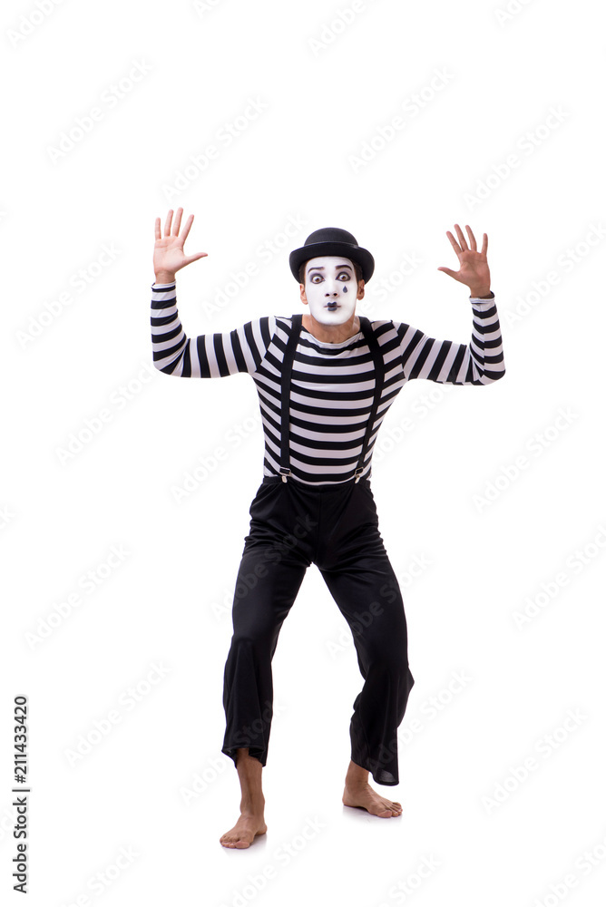 Young mime isolated on white background Young mime isolated on white background