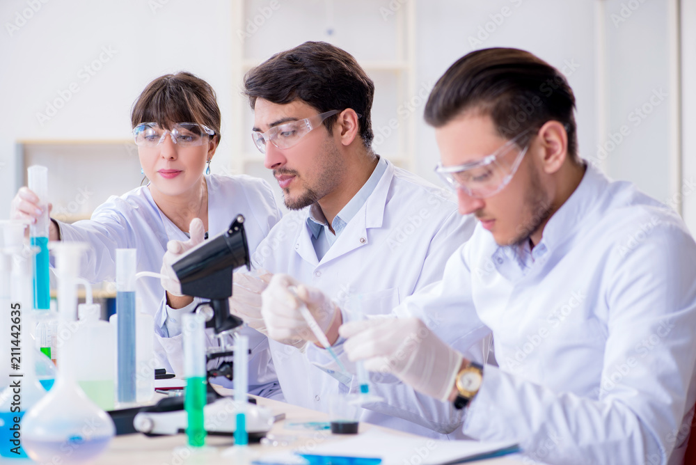 Team of chemists working in the lab Team of chemists working in the lab