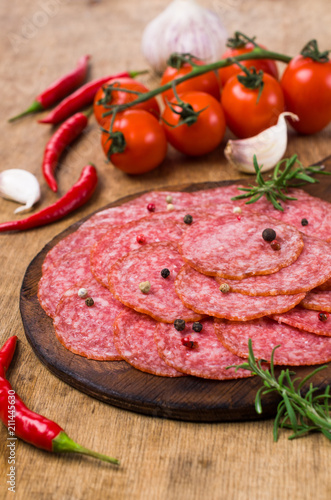 Thin slices of salami