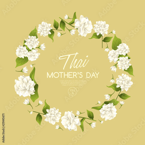 Happy Thai Mother's day Elements : Card Template : Vector Illustration