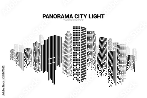 Panorama city Building background with windows pixel shape