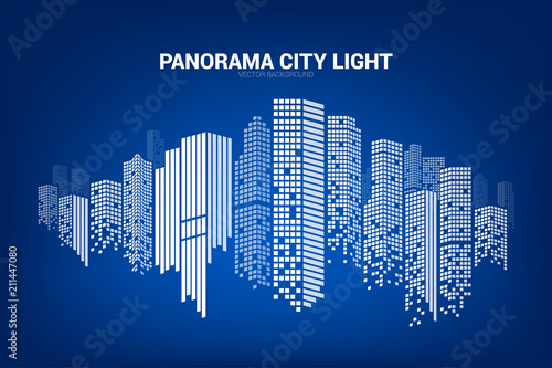 Panorama city Building background with windows pixel shape