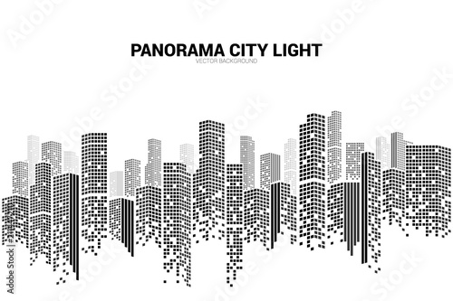 Panorama city Building background with windows pixel shape