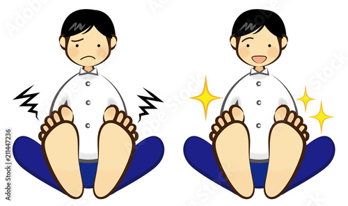 足の裏を気にする男性