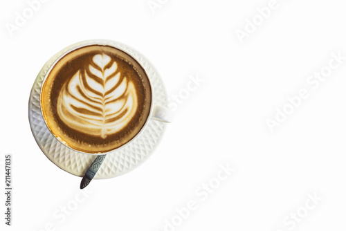 a cup of latte coffee isolated on white background ( with clipping path ) photo