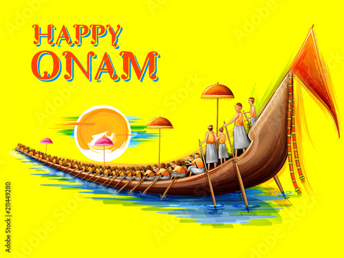 Snakeboat race in Onam celebration background for Happy Onam festival of South India Kerala
