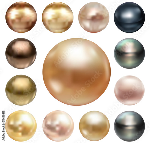 Large colored jewelry sea pearl with brilliance illustration of white background