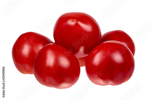 Fresh organic red tomato isolated on the white background.
