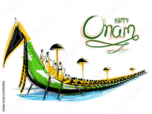 Snakeboat race in Onam celebration background for Happy Onam festival of South India Kerala