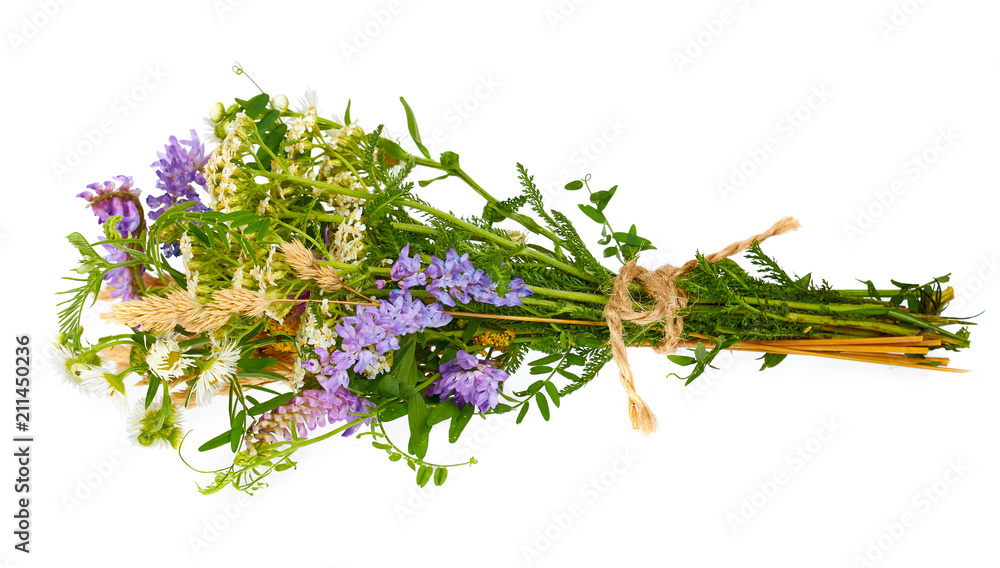 Samolepka Wildflower tied in a bunch isolated on the white background.