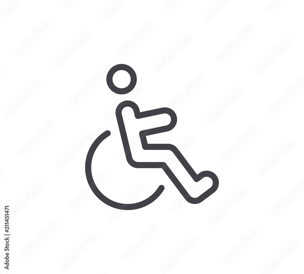 Disabled Sign Line Icon. Editable Stroke. Disabled Sign Line Icon. Editable Stroke.