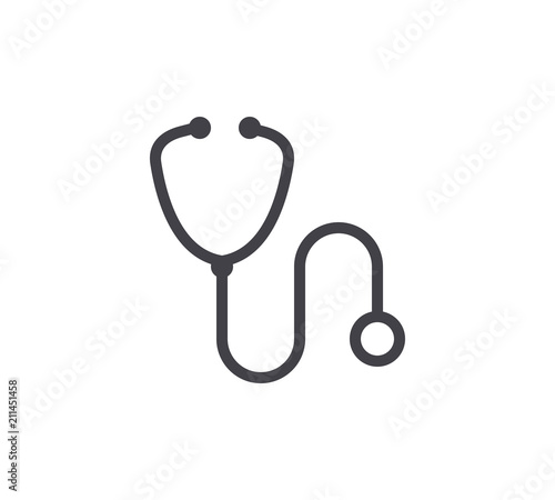 Stethoscope Line Icon. Editable Stroke.