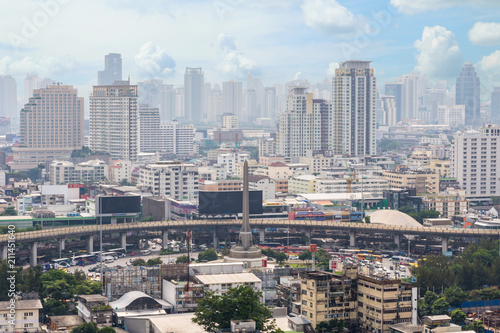 Cityscape and Victory Monument in Bangkok Thailand
