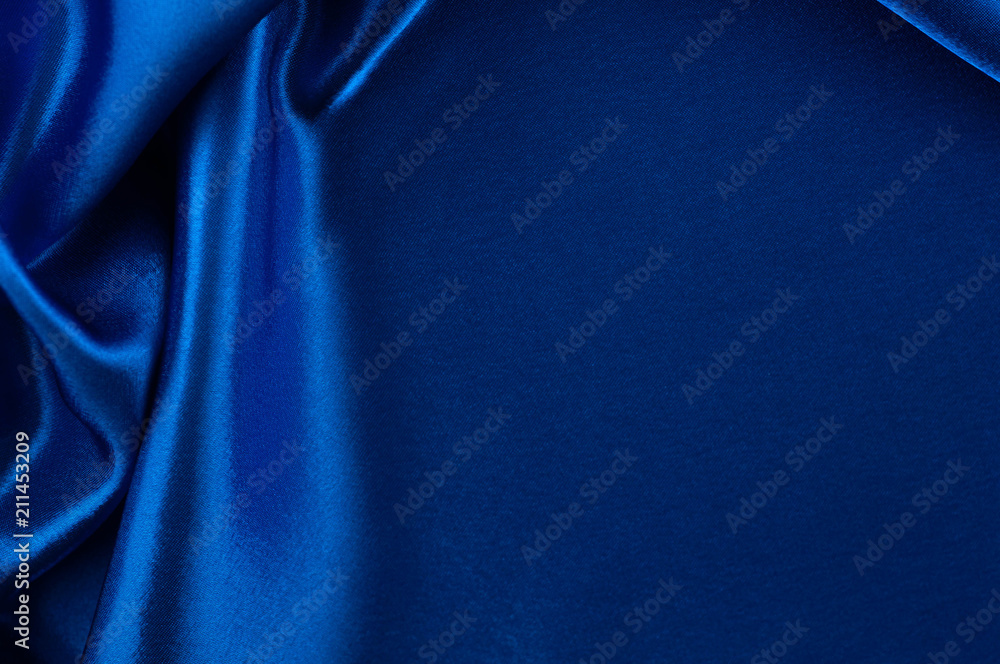 Abstract silk luxury background, piece of cloth, deep blue cloth texture - obrazy, fototapety, plakaty 