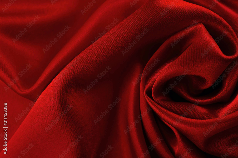 Fototapeta premium Abstract silk luxury background, piece of cloth, deep red cloth texture