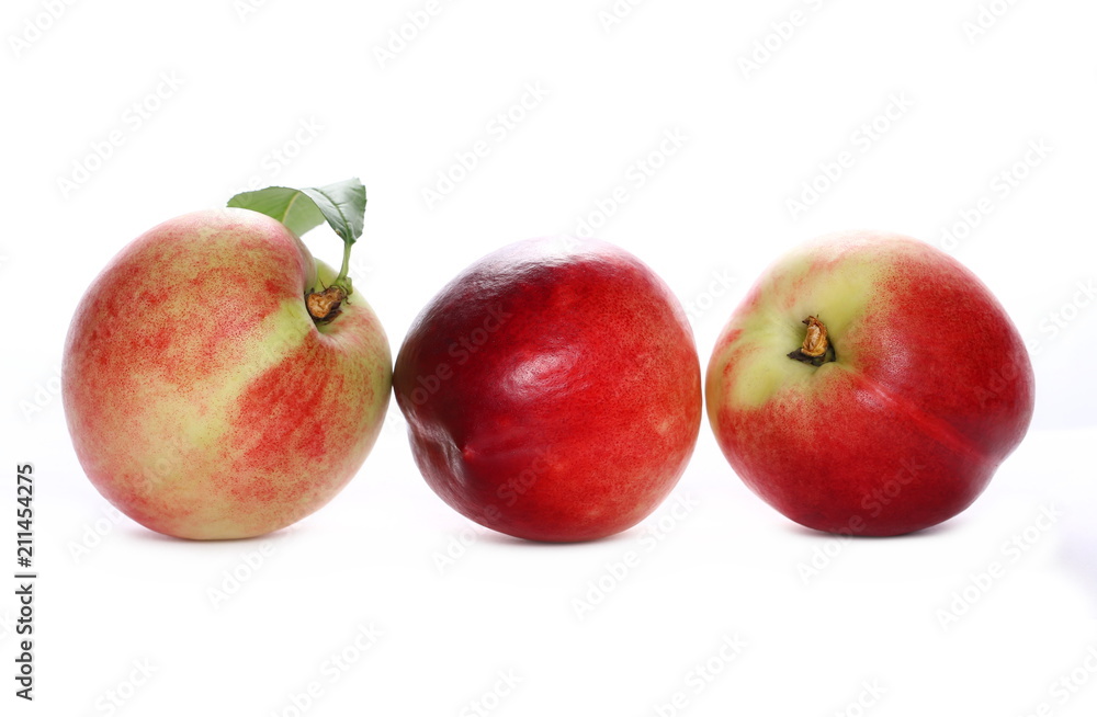 Fototapeta premium Fresh ripe peach fruit isolated on white background