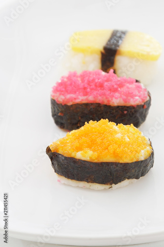 Wallpaper Mural Sushi rolls japanese food isolated on white background.  Torontodigital.ca