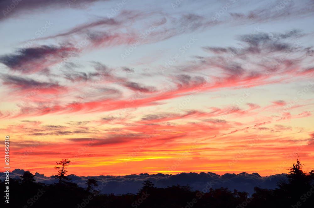 The sky which turns red in the setting sun