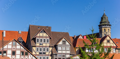 Panoramic cityscape of historic town Hann. Munden, Germany
