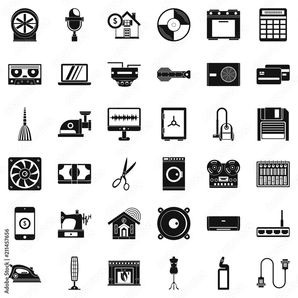 Homework appliance icons set. Simple style of 36 homework appliance vector icons for web isolated on white background Homework appliance icons set. Simple style of 36 homework appliance vector icons for web isolated on white background