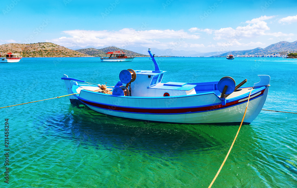 Fishing boat off the coast of Crete, Greece