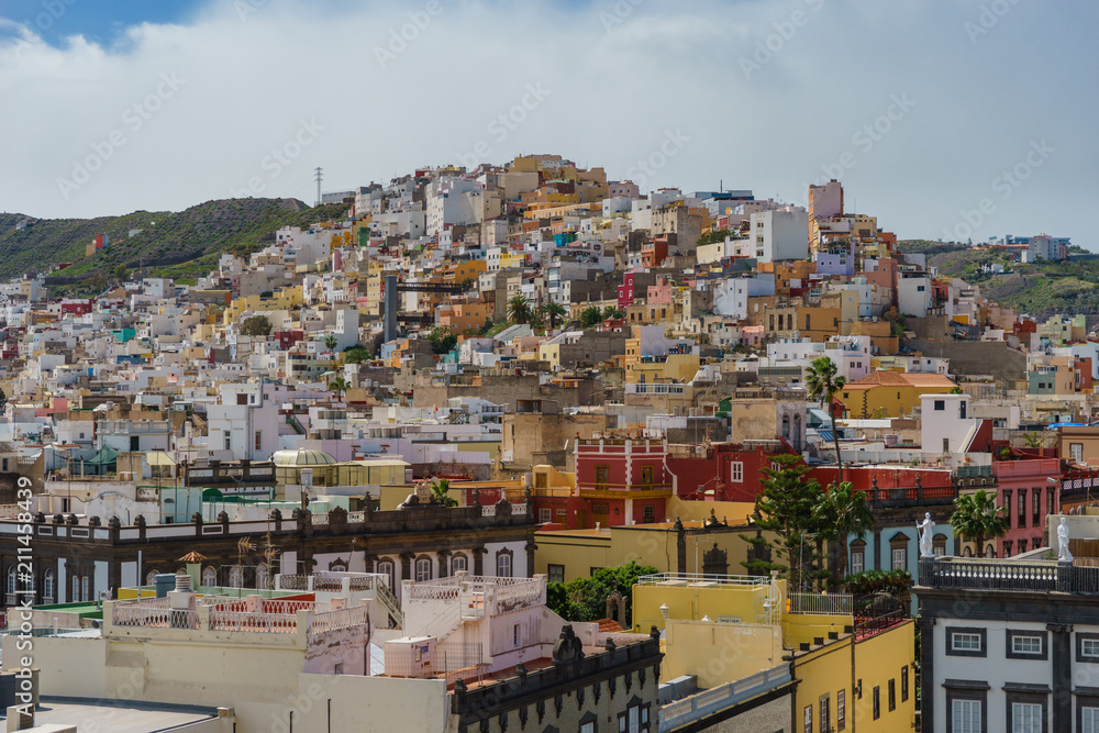 Colorful residential buildings in the city of Las Palmas, Gran Canaria, Canary Islands, Spain